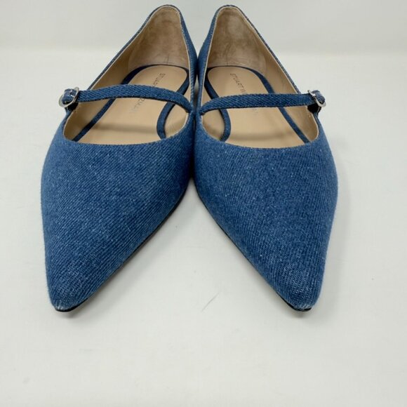 New Stuart Weitzman Emilia Mary Jane Ballerina Flats Denim Sz 10 - Picture 8 of 14